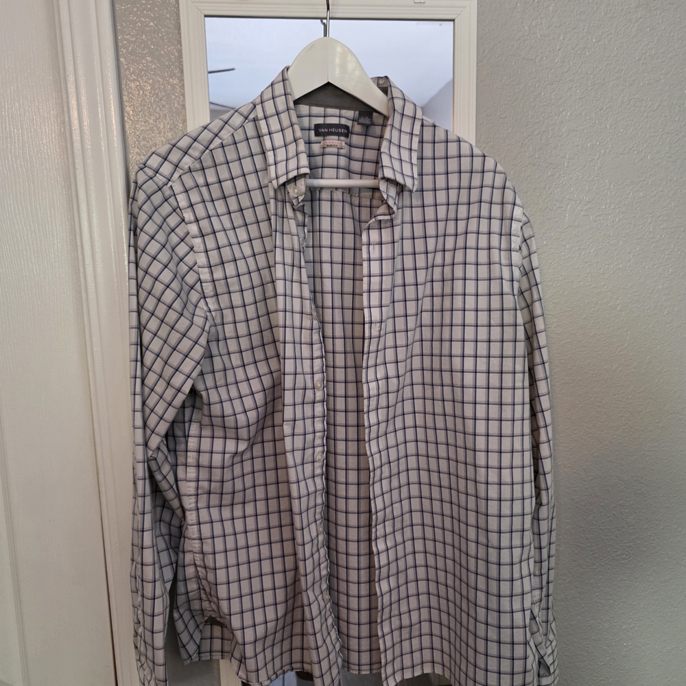 Men's Blue Checkered Dress Shirt